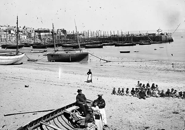 Fishing boats, St Ives, Cornwall. 1870s
