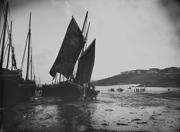 Fishing boats, St Ives harbour, Cornwall. 1904