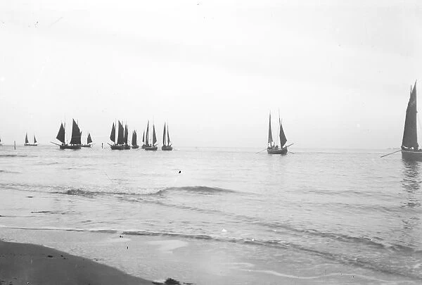Fishing fleet leaving St Ives, Lelant, Cornwall. Early 1900s