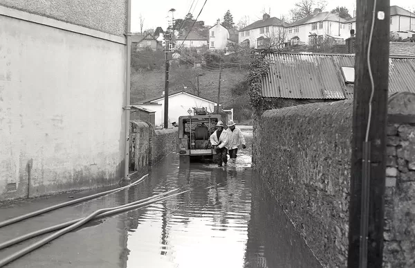 Flooding, The Moors, Lostwithiel, Cornwall. 28th December 1979