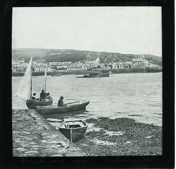 Flushing waterfront from Falmouth, Cornwall. Around 1900