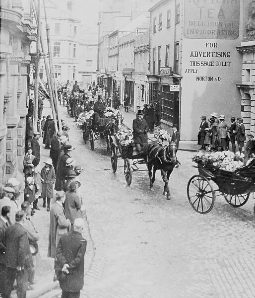 Funeral cortege of Mr Walter Beard in King Street, Truro, Cornwall. August 1923