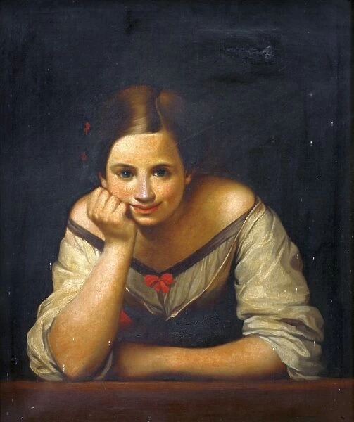 Girl Leaning on a Ledge, Artist Unknown