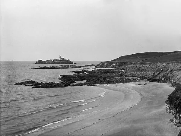 Godrevy lighthouse, Gwithian, Cornwall. 1895