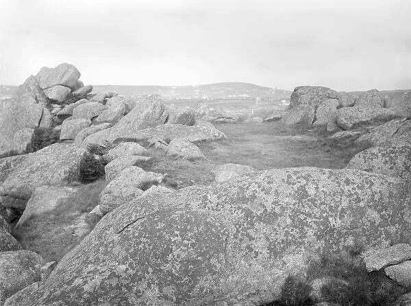 Granite outcrops on top of Carn Brea, Illogan, Cornwall. Probably 1895