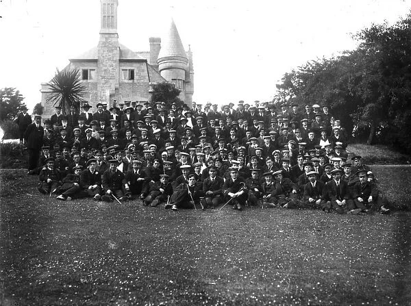 Group of sailors and staff at Trefusis, Mylor, Cornwall. 30th June 1916