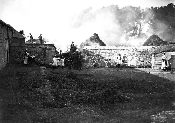 Hay rick fire, Cornwall. September-early October 1921