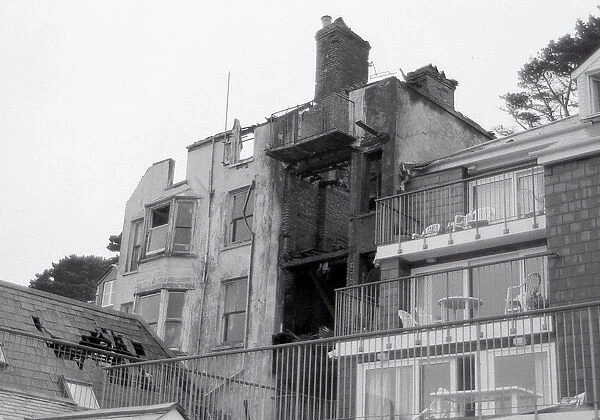 House Fire, North Street, Fowey, Cornwall. November 1992