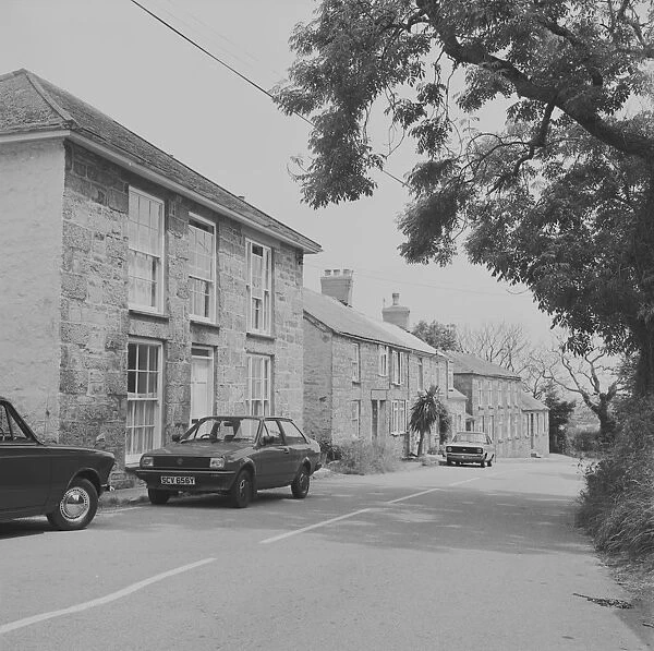 Houses downhill from the White Hart Inn, Ludgvan, Cornwall. 1983