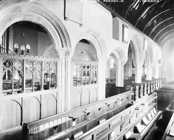 Interior of St Crewennas Church, Crowan, Cornwall. Probably after 1907