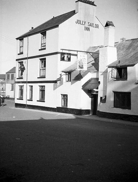 The Jolly Sailor Inn, Princes Square, West Looe, Cornwall. Around 1930