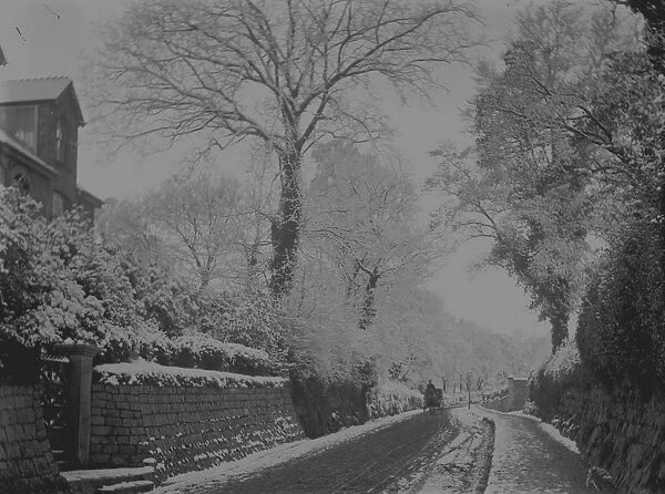 Kenwyn Road under snow, Truro, Cornwall. Probably early 1900s