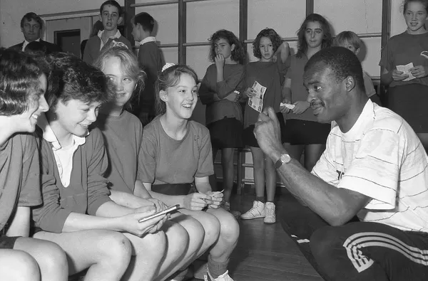 Kriss Akabusi, Fowey, Cornwall. September 1991