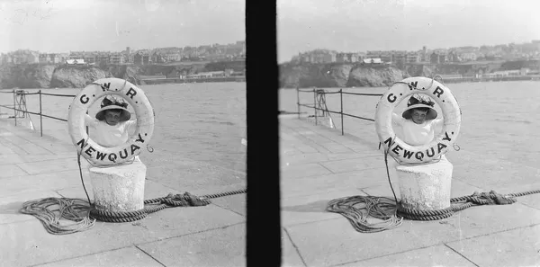 Lifebelt, Newquay Harbour, Cornwall. August 1913