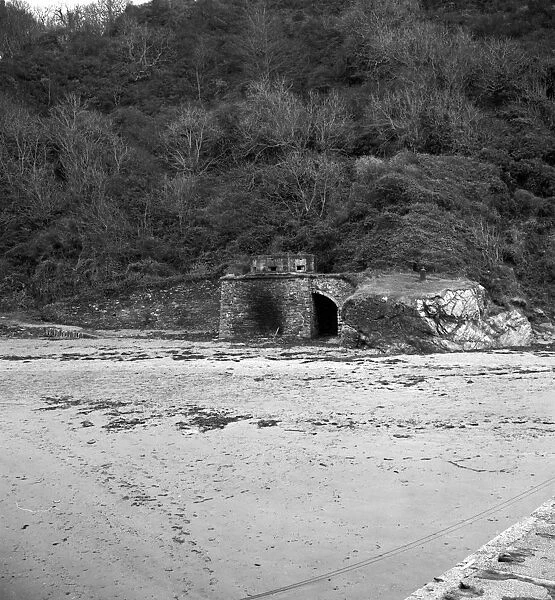 Limekiln on beach at Polkerris, Tywardreath, Cornwall, 1976