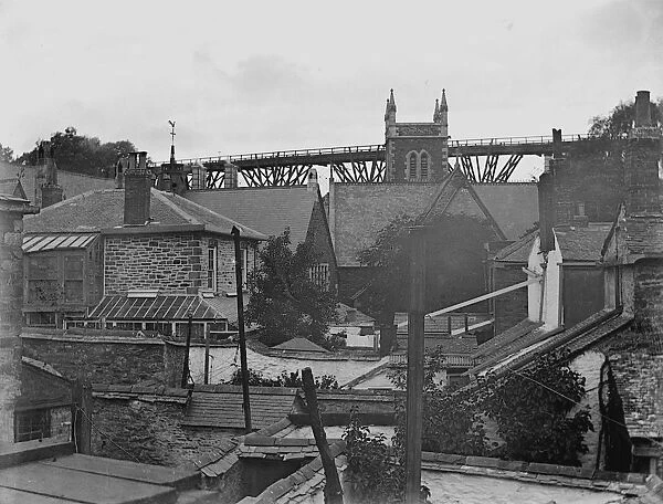 Looking over the back yards of houses in River Street and John Street to St Georges Road, Truro, Cornwall. Before 1902