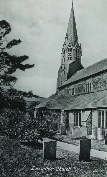 Lostwithiel Church from the south side, Cornwall. Around 1925