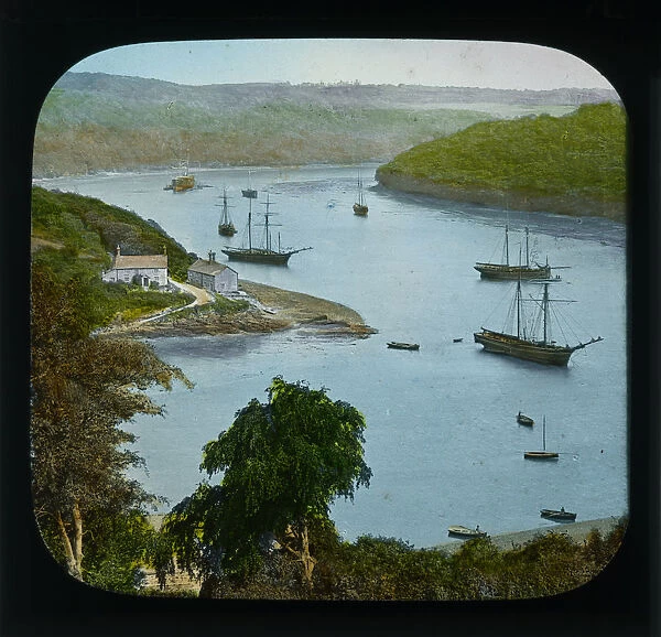 Malpas Ferry, looking towards Tregothnan landing in St Michael Penkivel, Cornwall. Late 1800s
