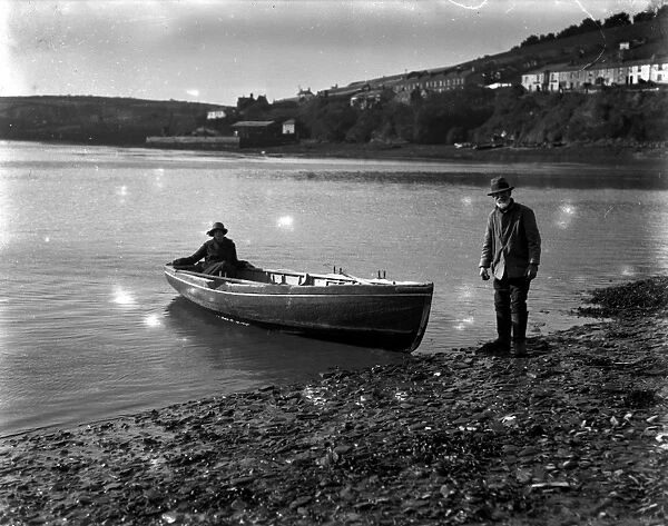Malpas Ferry at Tregothnan landing, St Michael Penkivel, Cornwall. Around 1920s