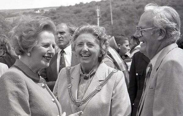 Margaret Thatchers visit to Fowey, Cornwall. 20th June 1990