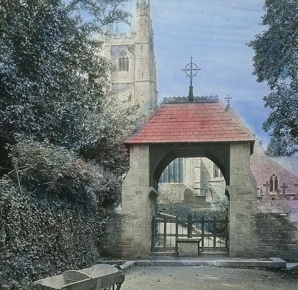 Mawgan Church and Lychgate, St Mawgan in Pydar, Cornwall. Around 1925