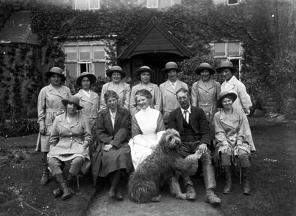 Members of the First World War Womens Land Army, Tregavethan Farm, Truro, Cornwall. Around 1917