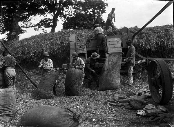 Members of the First World War Womens Land Army pictured outside. Tregavethan Farm, Truro, Cornwall. June 1917