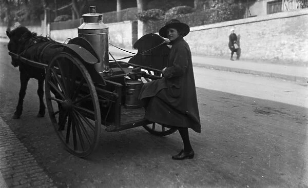 Milk cart, Lemon Street, Truro, Cornwall. Probably 1923