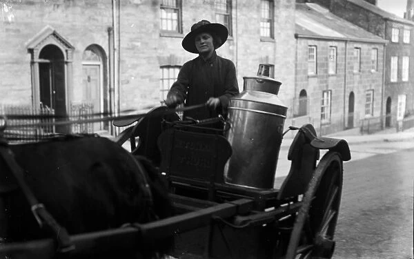 Milk cart, Truro, Cornwall. Probably 1923