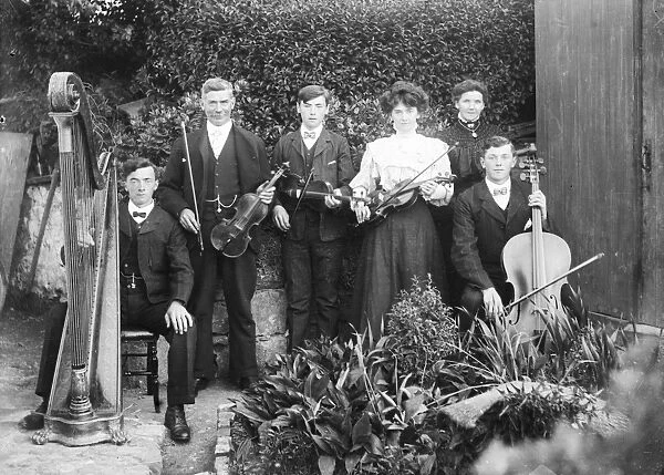 Musical ensemble, Indian Queens, St Columb Major, Cornwall. 1909