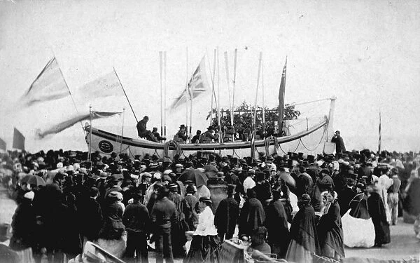 Naming ceremony of Mullions first lifeboat, the Daniel J. Draper, Penzance, Cornwall. 10th September 1867