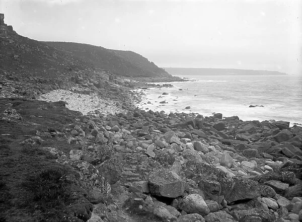 Nanjulian Beach  /  Nanquidno Beach, St Just in Penwith, Cornwall. Probably early 1900s