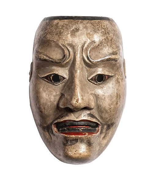 Noh Mask, Japan. Carved wooden Noh mask painted with a white face