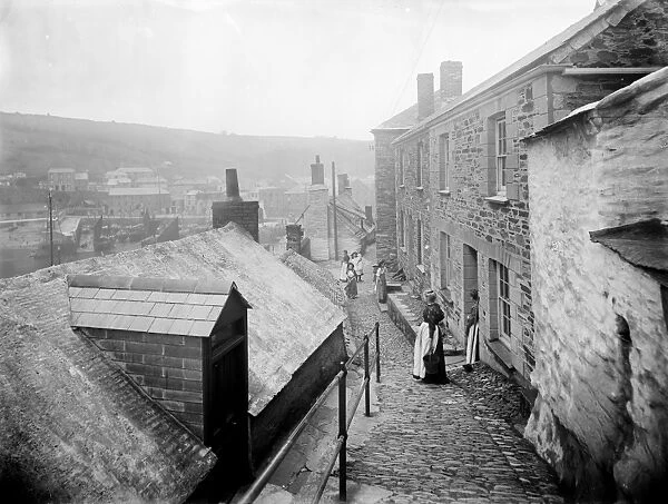 North side of the harbour, Mevagissey, Cornwall. 1909