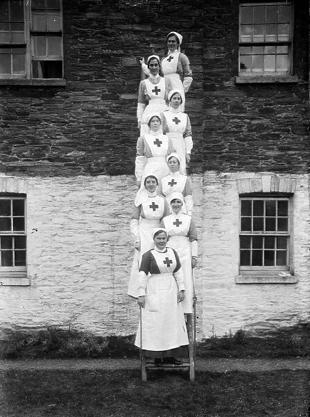 Nurses at Royal Naval Hospital, St Clement, Truro, Cornwall. Probably 18th January 1916