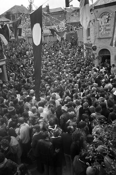 Obby Oss Day at Padstow, Cornwall. 1978