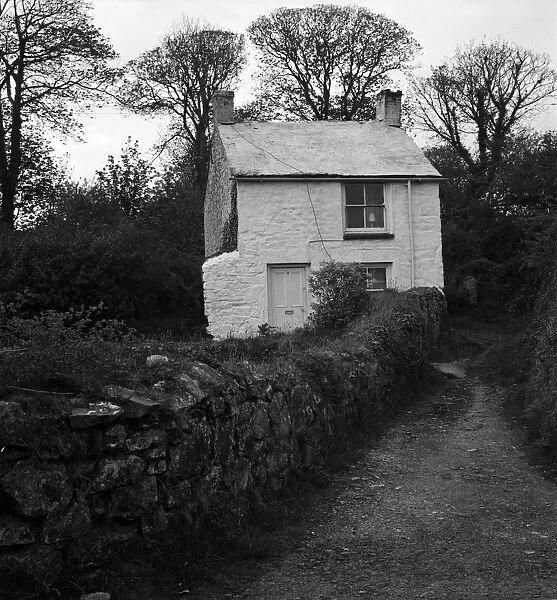 One-up, one-down whitewashed cottage at Todpool, Chacewater, Cornwall. 1973