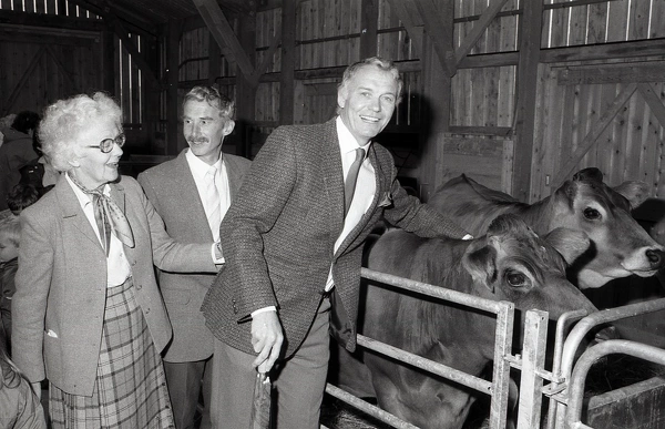 Opening of new livestock unit, Churchtown Farm, Lanlivery, Cornwall. October 1987