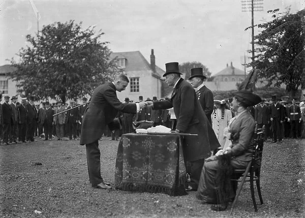 Outdoor presentation, possibly on The Green, Truro, Cornwall. Early 1900s