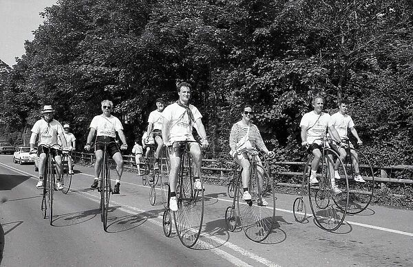 Penny Farthing Cyclists, Fowey, Cornwall. August 1992