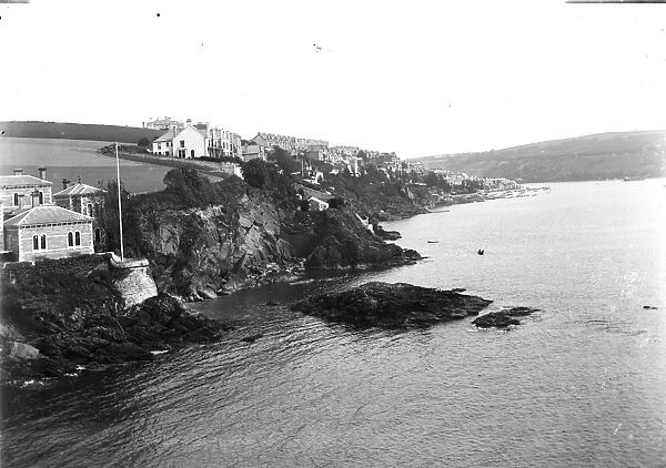 Point Neptune House, viewed from St Catherines and looking north towards the harbour entrance, Fowey, Cornwall. Early 1900s