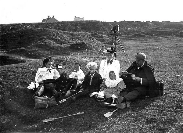 The Pope Family at Droskyn, Perranporth, Perranzabuloe, Cornwall. Early 1900s