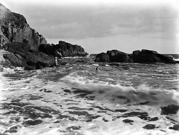 Porthcew beach, Rinsey, Breage, Cornwall. Date Probably early 1900s
