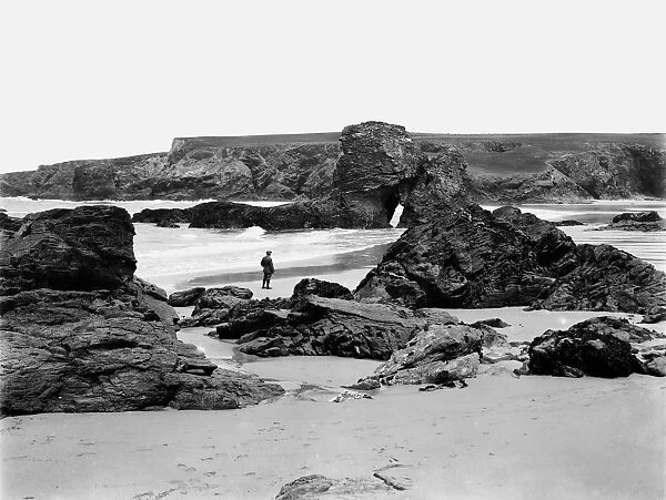 Porthcothan Beach, St Merryn, Cornwall. 1907