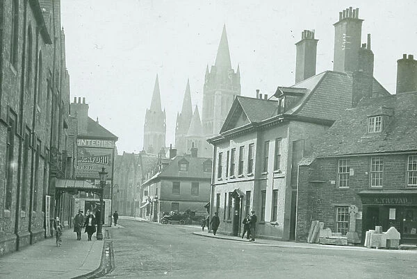 Princes Street, with the first Great House and Trevail Monumental Masons, Truro, Cornwall. 1920s