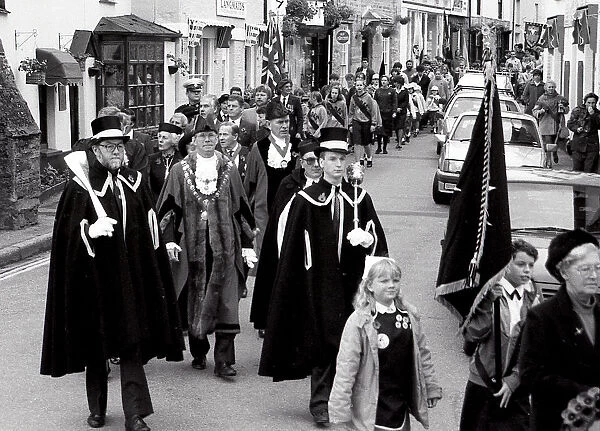 Remembrance Day, Lostwithiel, Cornwall. November 1991