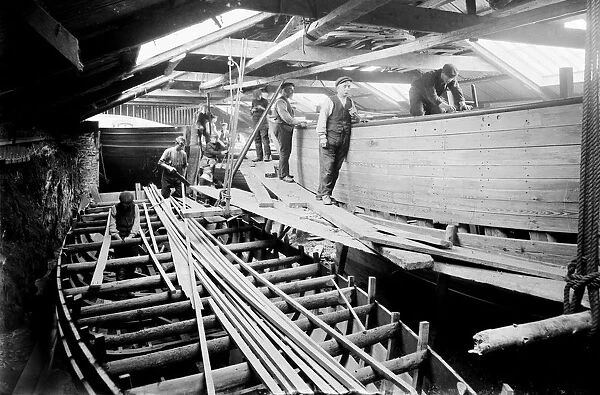 Roberts boat building yard, Mevagissey, Cornwall. 5th June 1909