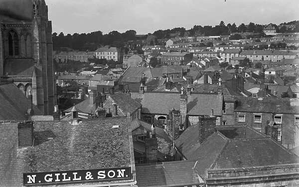 Rooftop view from City Hall, Truro, Cornwall. Early 1900s