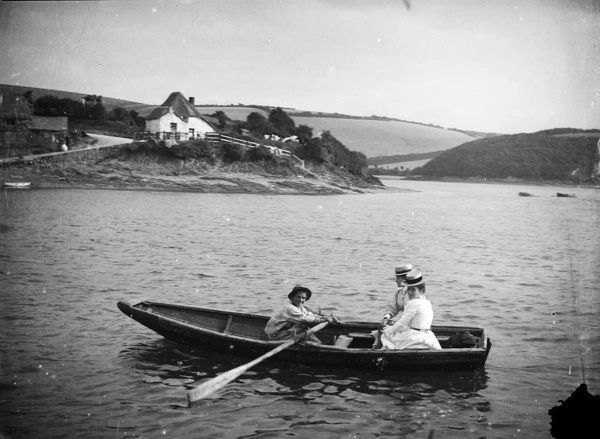 Row boat near Gerrans, Cornwall. 1910s