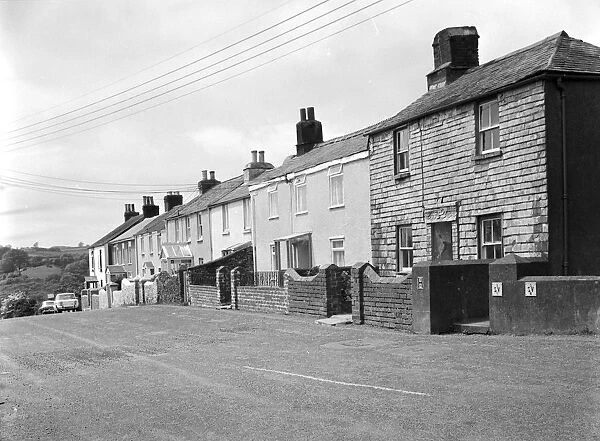 Row of houses in St Stephens Hill, St Stephens by Saltash, Cornwall. 1973